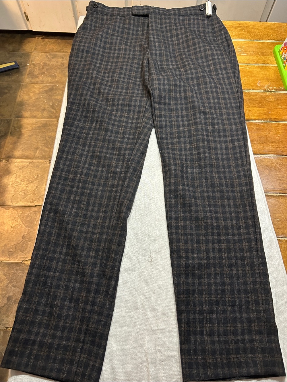 Reiss Wool Plaid Dress Pants in Black and Brown size 30 waist